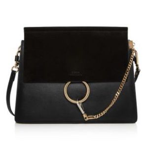 Chloe Black Leather Faye Medium Color-Block Shoulder Bag